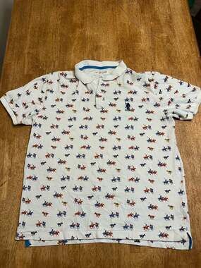 U.S. Polo Assn. Men's XXL White All-Over Horse Print Polo Shirt